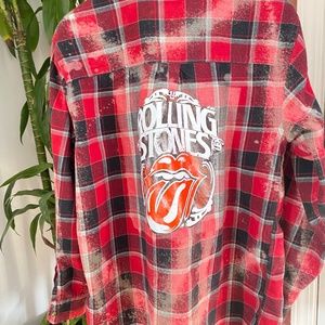 Rolling Stones Rescued Hand Distressed Flannel Shirt